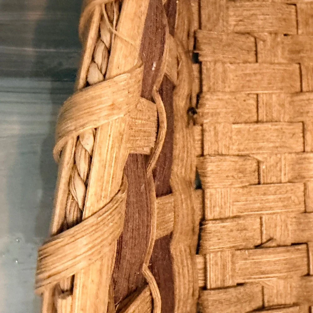 Hand Woven Basket Wisconsin Weave Basket Guild Oval Brown 18in